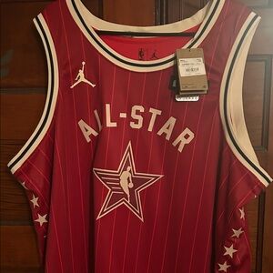 Jordan all start curry Red Pinstripe Basketball Jersey